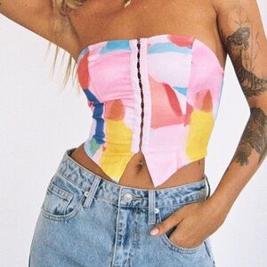 Princess Polly Love All Strapless Top Multi color size US 6